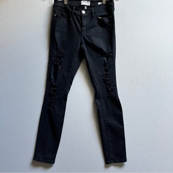 Frame Denim Le Skinny De Jeanne Distressed Jeans Sz 28 - Picture 2 of 13